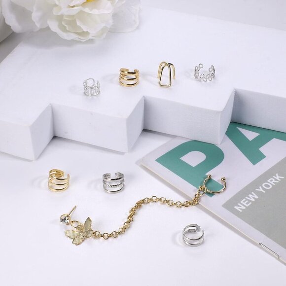 64PCS Ear Cuff Earrings for Women, Non Piercing Clip On Wrap Cartilage Earrings - Picture 8 of 9